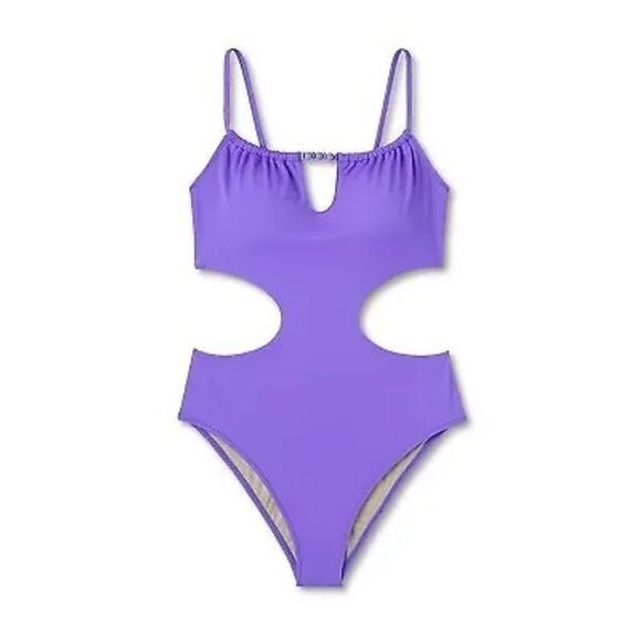 Shade & Shore Women's Bead Detail One Piece Swimsuit Cut Out Tunneled Swimwear - Picture 3 of 4